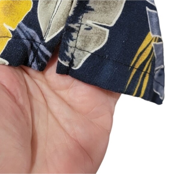 Suma Tropical Hawaiian Shirt size L blue Gray Yellow Palm leaves short sleeves - Picture 5 of 7